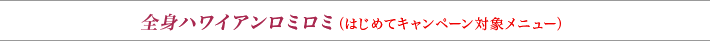 全身ハワイアンロミロミ（はじめてキャンペーン対象メニュー）